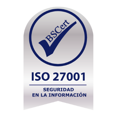 Insignia con el logo de la certificación ISO 27001