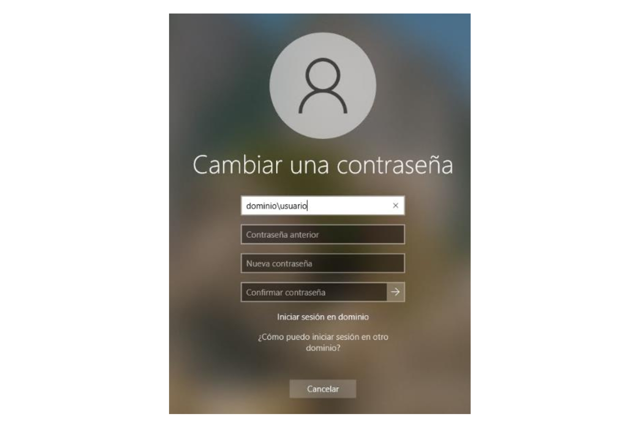 Imagen del panel de cambio de contraseña con sus campos.